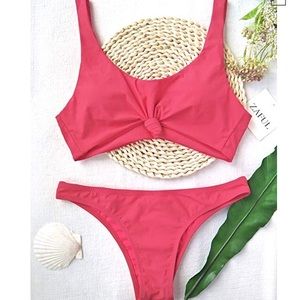 Zaful pink tie front bikini NWT